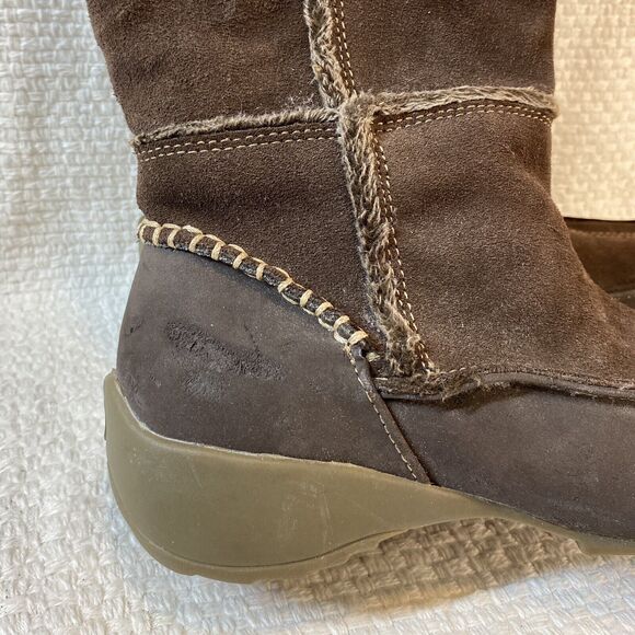 Patchwork Leather Knee HIgh Boots Size 6.5 Browns Faux Fur Lining Sporto - Picture 8 of 9